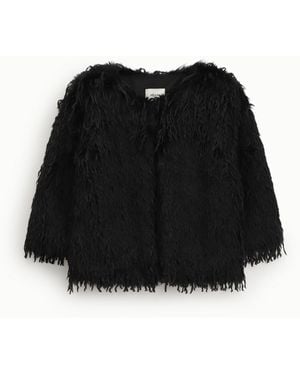 Dixie Manteau Fausse Fourrure Court Effet Bouclé - Noir