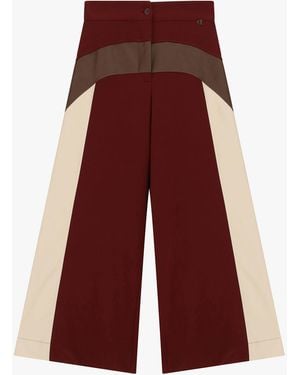 Dixie Pantalon Palazzo À Blocs De Couleur Taille Haute - Rouge