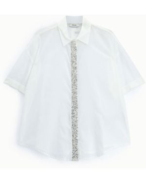 Dixie Camicia Oversize Con Profilo Di Paillettes - Bianco