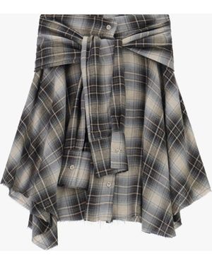 Dixie Gonna Corta Fantasia Scozzese Con Cintura Annodata - Nero