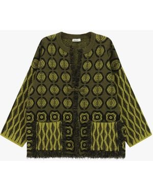 Dixie Cardigan À Motif Géométrique Avec Poches - Vert