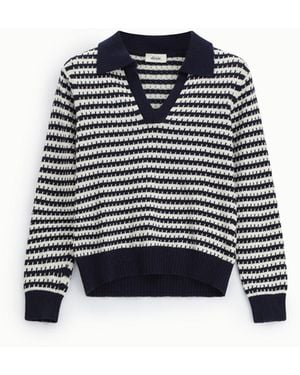 Dixie Maglione A Righe Con Colletto E Maniche Lunghe - Rosso