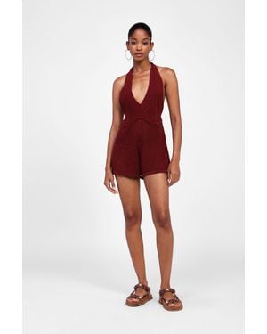 Dixie Jumpsuit Versatile Con Collo Allacciato - Rosso