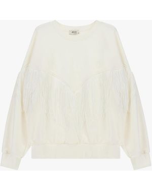 Dixie Sweat-Shirt Col Rond À Franges Décoratives - Blanc