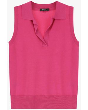 Dixie Pull Sans Manches À Col Polo - Rose