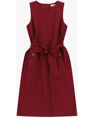 Dixie Abito Smanicato Con Cintura E Tasche Frontali - Rosso