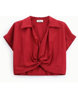 Dixie Top Corto Incrociato Con Maniche Corte E Colletto - Rosso