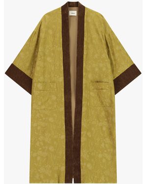 Dixie Cappotto Vestaglia Con Stampa Floreale E Profili A Contrasto - Giallo