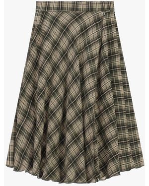 Dixie Gonna Midi Svasata A Vita Alta Con Motivo Scozzese - Verde