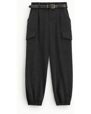 Dixie Pantaloni Jogging Vita Alta Con Tasche Cargo - Nero