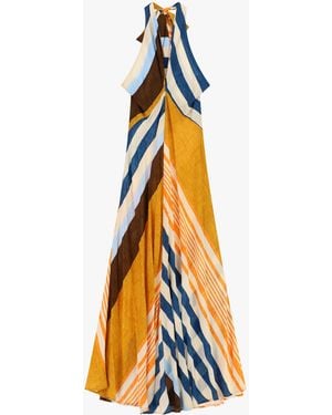 Dixie Abito Lungo A Righe Con Scollo All'Americana - Blu