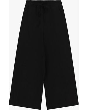 Dixie Pantalon Palazzo Taille Haute Avec Poches Et Lien - Noir