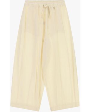 Dixie Pantaloni Palazzo Vita Alta Con Coulisse E Tasche - Neutro