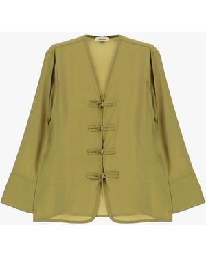 Dixie Camicia Con Alamari E Scollo A V - Verde