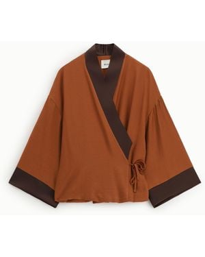 Dixie Cappotto Corto Con Taglio Kimono E Dettagli A Contrasto - Marrone