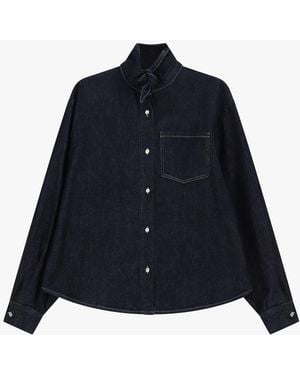 Dixie Chemise Regular-Fit Col Noué Et Poche - Bleu