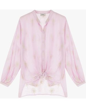 Dixie Camicia Ricamata Con Colletto Coerano E Bottoni - Rosa