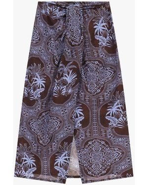 Dixie Gonna Midi Fantasia Paisley Con Spacco Frontale - Viola