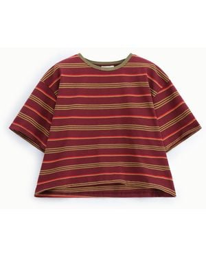 Dixie T-Shirt A Righe Vestibilità Morbida Girocollo - Rosso