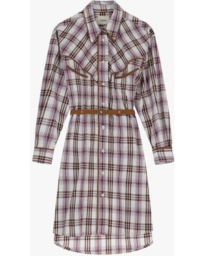 Dixie Robe Courte À Carreaux Avec Ceinture - Blanc