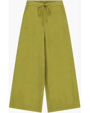 Dixie Pantalon Palazzo Taille Haute Avec Poches Et Lien - Vert