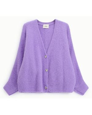 Dixie Cardigan À Col En V Et Boutons Décoratifs - Violet