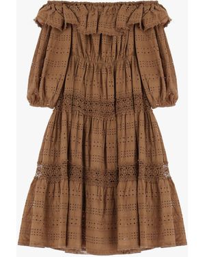 Dixie Mini Abito Ricamato - Marrone