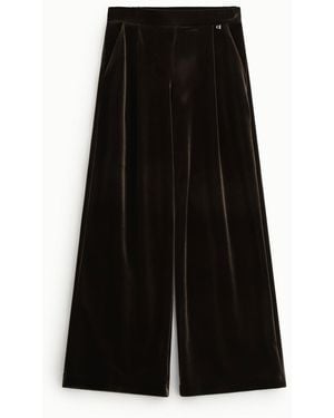 Dixie Pantaloni Palazzo A Vita Alta Con Pinces - Nero