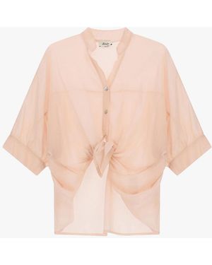 Dixie Chemise Courte À Nœud Devant Manches Larges - Rose