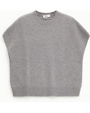 Dixie Maglione Smanicato Girocollo Bordi A Costine - Grigio