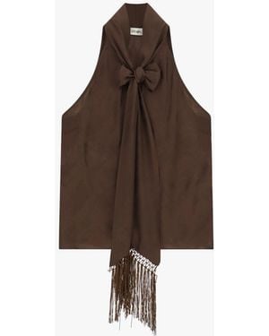 Dixie Top Sans Manches À Nœud Et Franges Décoratives - Marron