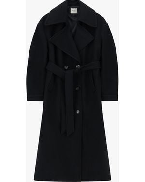 Dixie Manteau Croisé Ceinturé À Larges Revers - Noir