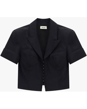 Dixie Blazer Corto Con Maniche Corte E Ganci Frontali - Nero