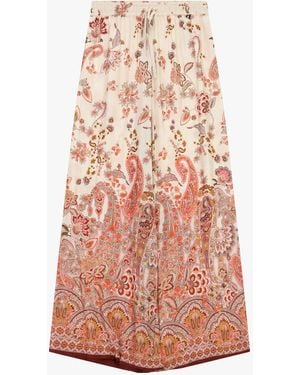 Dixie Pantaloni Palazzo Fantasia Paisley Vita Alta - Rosa