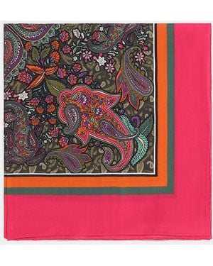 Dixie Foulard Quadrato Con Disegno Paisley E Bordo A Contrasto - Rosa