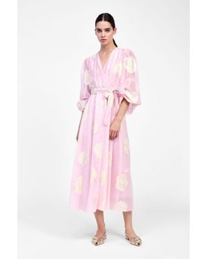 Dixie Abito Lungo Con Cintura E Stampa - Rosa