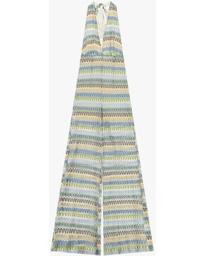 Dixie Jumpsuit À Motif Géométrique Col Halter - Blanc