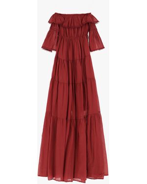 Dixie Robe Longue À Manches Courtes - Rouge