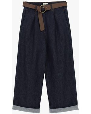 Dixie Jeans Ampi Con Risvolto E Cintura Annodata - Blu