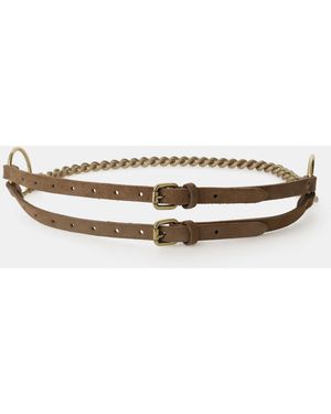 Dixie Cintura Doppia Fibbia Con Catena Metallo - Bianco