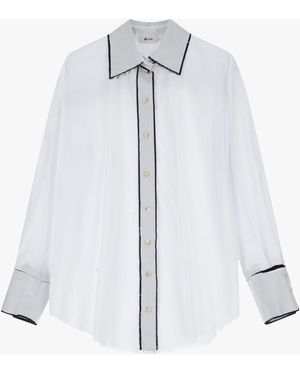 Dixie Camicia Con Colletto Classico E Piping - Bianco
