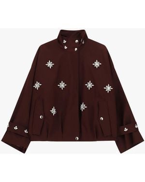 Dixie Bomber Con Applicazioni Gioiello E Zip - Marrone