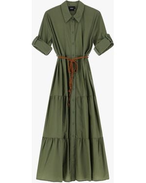 Dixie Robe Chemisier Longue Avec Col Col Classique - Vert
