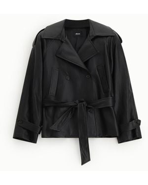 Dixie Trench Coat Corto Con Cintura E Revers - Nero