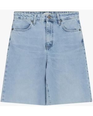 Dixie Shorts A Vita Alta Con Orlo Taglio Vivo - Blu