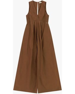 Dixie Jumpsuit Senza Maniche Con Scollo A V E Gamba Ampia - Marrone