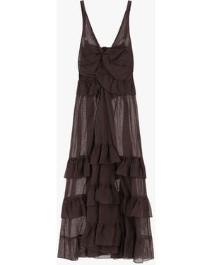 Dixie Robe Longue À Volants Avec Bretelles - Marron