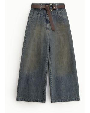 Dixie Jeans Large Taille Haute Avec Ceinture - Gris