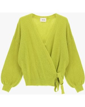 Dixie Cardigan Croisé À Manches Longues Et Ceinture - Jaune