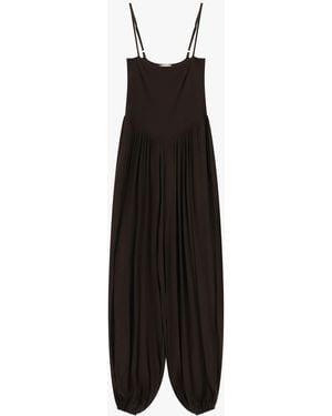 Dixie Jumpsuit Large À Bretelles Et Bas Élastiqué - Noir